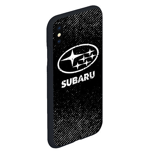 Чехол iPhone XS Max матовый Subaru с потертостями на темном фоне / 3D-Черный – фото 2