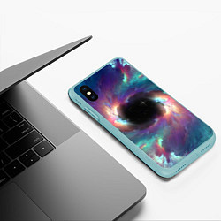 Чехол iPhone XS Max матовый Разноцветное космическое завихрение, цвет: 3D-мятный — фото 2