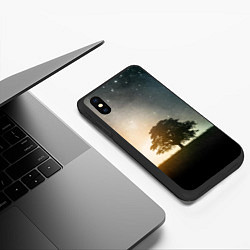 Чехол iPhone XS Max матовый Раскидистое дерево на фоне звёздного неба, цвет: 3D-черный — фото 2