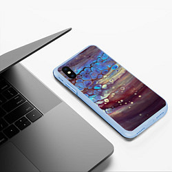 Чехол iPhone XS Max матовый Тёмный песок и синие блестящие камни, цвет: 3D-голубой — фото 2