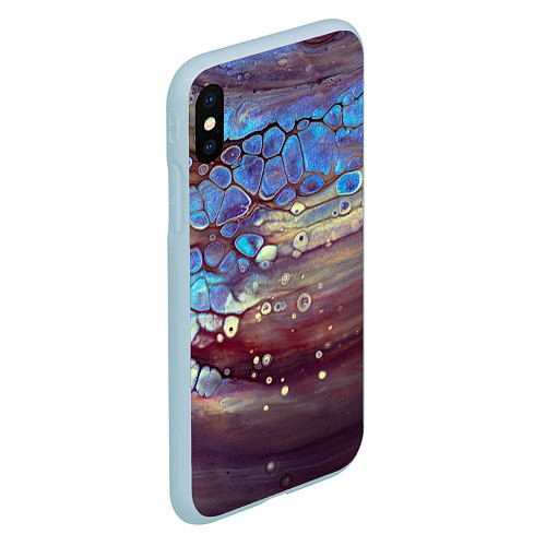 Чехол iPhone XS Max матовый Тёмный песок и синие блестящие камни / 3D-Голубой – фото 2