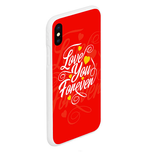 Чехол iPhone XS Max матовый Love you forever - hearts, patterns / 3D-Белый – фото 2