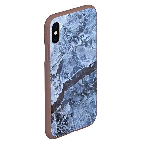 Чехол iPhone XS Max матовый Лёд - зимняя текстура / 3D-Коричневый – фото 2