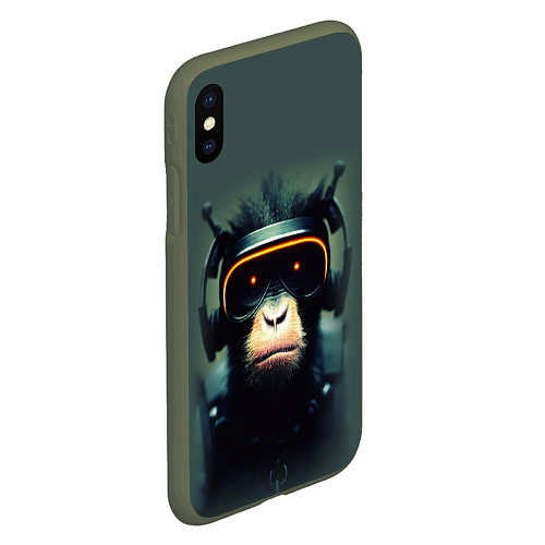 Чехол iPhone XS Max матовый Кибер-обезьяна / 3D-Темно-зеленый – фото 2