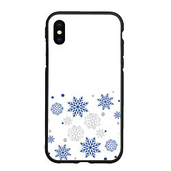 Чехол iPhone XS Max матовый Новогодние Снежинки - Белый