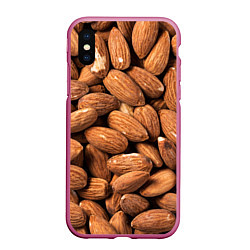 Чехол iPhone XS Max матовый Миндальные орешки, цвет: 3D-малиновый