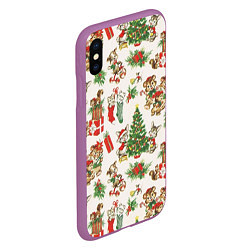 Чехол iPhone XS Max матовый Christmas Рождество, цвет: 3D-фиолетовый — фото 2