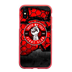 Чехол iPhone XS Max матовый Мой первый бойцовский клуб, цвет: 3D-красный