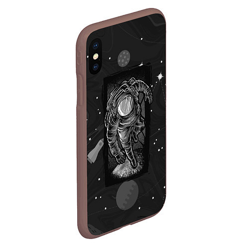 Чехол iPhone XS Max матовый Объемный космонавт / 3D-Коричневый – фото 2