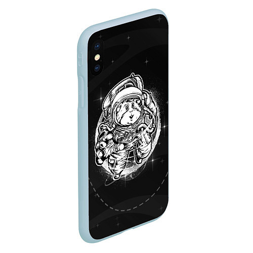 Чехол iPhone XS Max матовый Хомяк в космосе / 3D-Голубой – фото 2