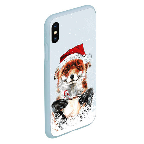 Чехол iPhone XS Max матовый Merry Christmas foxy / 3D-Голубой – фото 2