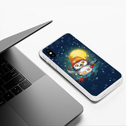 Чехол iPhone XS Max матовый Новогодняя ночная совушка, цвет: 3D-белый — фото 2