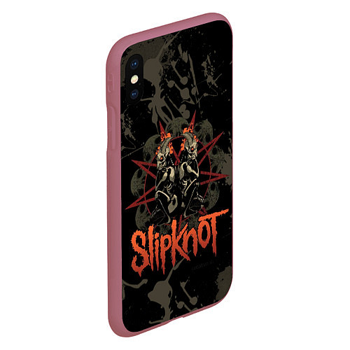 Чехол iPhone XS Max матовый Slipknot dark satan / 3D-Малиновый – фото 2