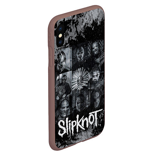 Чехол iPhone XS Max матовый Slipknot black & white style / 3D-Коричневый – фото 2