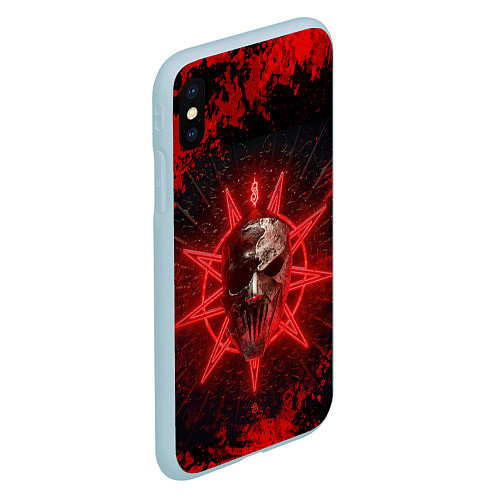 Чехол iPhone XS Max матовый Slipknot red satan star / 3D-Голубой – фото 2