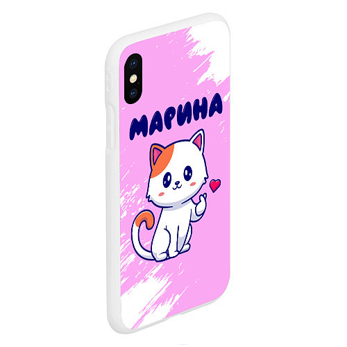 Чехол iPhone XS Max матовый Марина кошечка с сердечком / 3D-Белый – фото 2