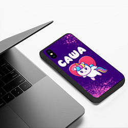 Чехол iPhone XS Max матовый Саша единорог с сердечком, цвет: 3D-черный — фото 2