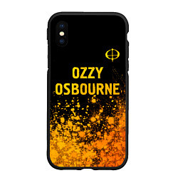 Чехол iPhone XS Max матовый Ozzy Osbourne - gold gradient: символ сверху, цвет: 3D-черный