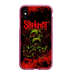 Чехол iPhone XS Max матовый Slipknot череп, цвет: 3D-малиновый