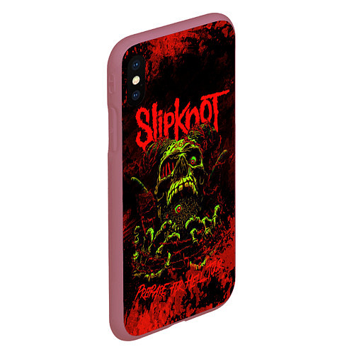 Чехол iPhone XS Max матовый Slipknot череп / 3D-Малиновый – фото 2