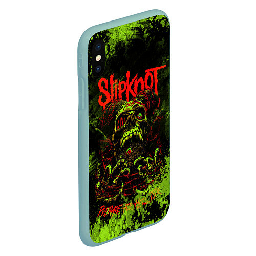 Чехол iPhone XS Max матовый Slipknot green череп / 3D-Мятный – фото 2