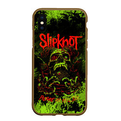 Чехол iPhone XS Max матовый Slipknot green череп, цвет: 3D-коричневый