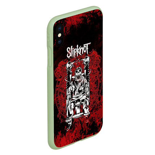 Чехол iPhone XS Max матовый Slipknot - скелет / 3D-Салатовый – фото 2