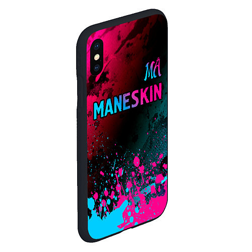 Чехол iPhone XS Max матовый Maneskin - neon gradient: символ сверху / 3D-Черный – фото 2