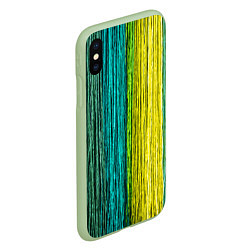 Чехол iPhone XS Max матовый Разноцветные полосы материала, цвет: 3D-салатовый — фото 2