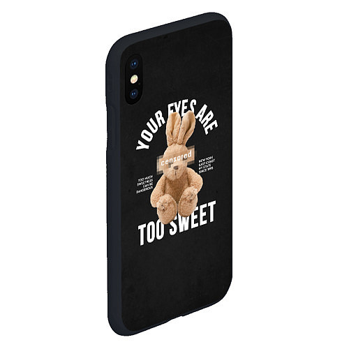 Чехол iPhone XS Max матовый Rabbit too sweet / 3D-Черный – фото 2