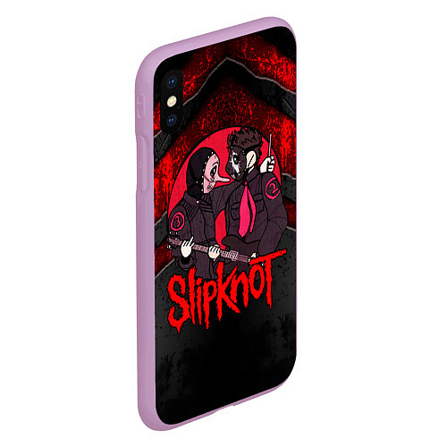 Чехол iPhone XS Max матовый Slipknot black and red / 3D-Сиреневый – фото 2