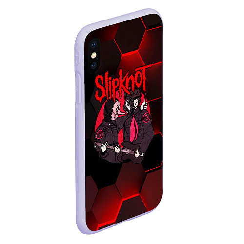 Чехол iPhone XS Max матовый Slipknot art black / 3D-Светло-сиреневый – фото 2