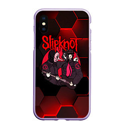 Чехол iPhone XS Max матовый Slipknot art black, цвет: 3D-светло-сиреневый