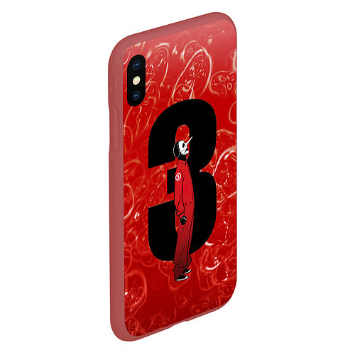 Чехол iPhone XS Max матовый Третий Slipknot / 3D-Красный – фото 2