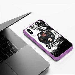 Чехол iPhone XS Max матовый Slipknot black and white, цвет: 3D-фиолетовый — фото 2