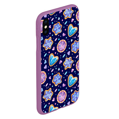 Чехол iPhone XS Max матовый Новогоднее печение / 3D-Фиолетовый – фото 2