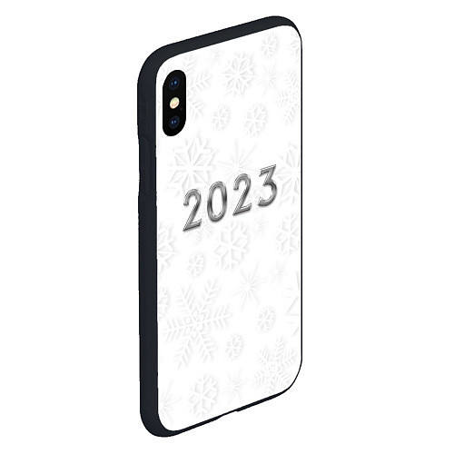 Чехол iPhone XS Max матовый Новогодние снежинки 2023 / 3D-Черный – фото 2