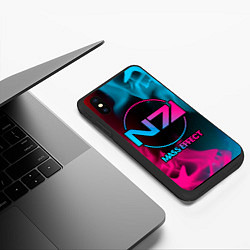 Чехол iPhone XS Max матовый Mass Effect - neon gradient, цвет: 3D-черный — фото 2