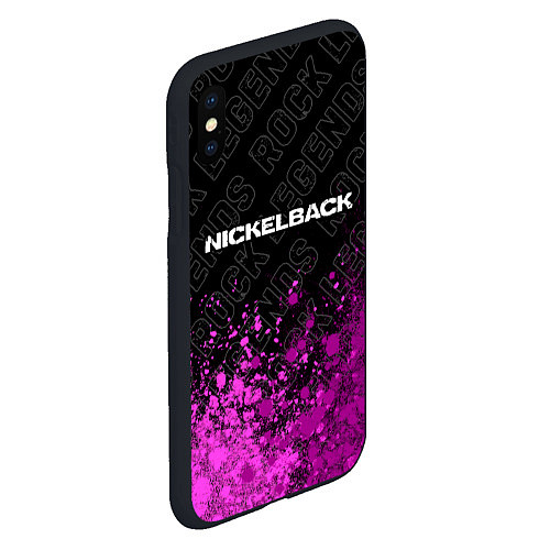 Чехол iPhone XS Max матовый Nickelback rock legends: символ сверху / 3D-Черный – фото 2