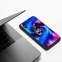 Чехол iPhone XS Max матовый Scorpions неоновый космос, цвет: 3D-черный — фото 2