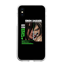 Чехол iPhone XS Max матовый Attack on Titan Eren Jaeger, цвет: 3D-белый
