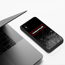 Чехол iPhone XS Max матовый Пожарный - в красной рамке на темном, цвет: 3D-черный — фото 2