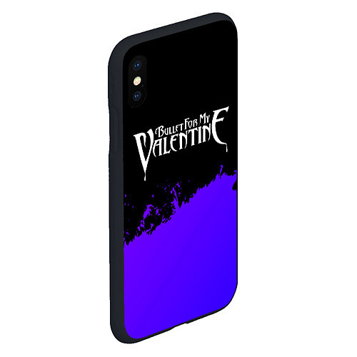 Чехол iPhone XS Max матовый Bullet For My Valentine purple grunge / 3D-Черный – фото 2