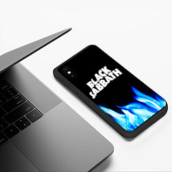 Чехол iPhone XS Max матовый Black Sabbath blue fire, цвет: 3D-черный — фото 2