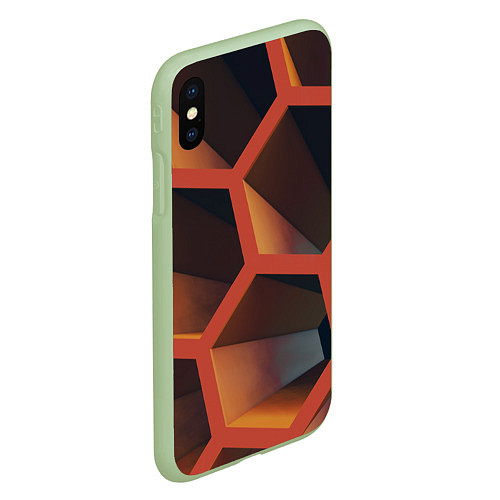 Чехол iPhone XS Max матовый Абстрактные шестигранные фигуры / 3D-Салатовый – фото 2