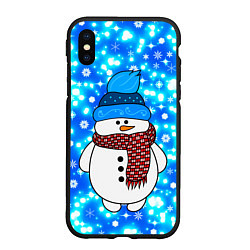 Чехол iPhone XS Max матовый Снеговик в шапке