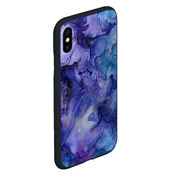 Чехол iPhone XS Max матовый Акварельная абстракция в синих тонах, цвет: 3D-черный — фото 2