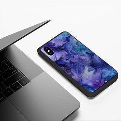 Чехол iPhone XS Max матовый Акварельная абстракция в синих тонах, цвет: 3D-черный — фото 2