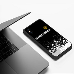 Чехол iPhone XS Max матовый Нефтяник из России и герб РФ: символ сверху, цвет: 3D-черный — фото 2