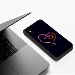 Чехол iPhone XS Max матовый Неоновое сердечко, цвет: 3D-черный — фото 2